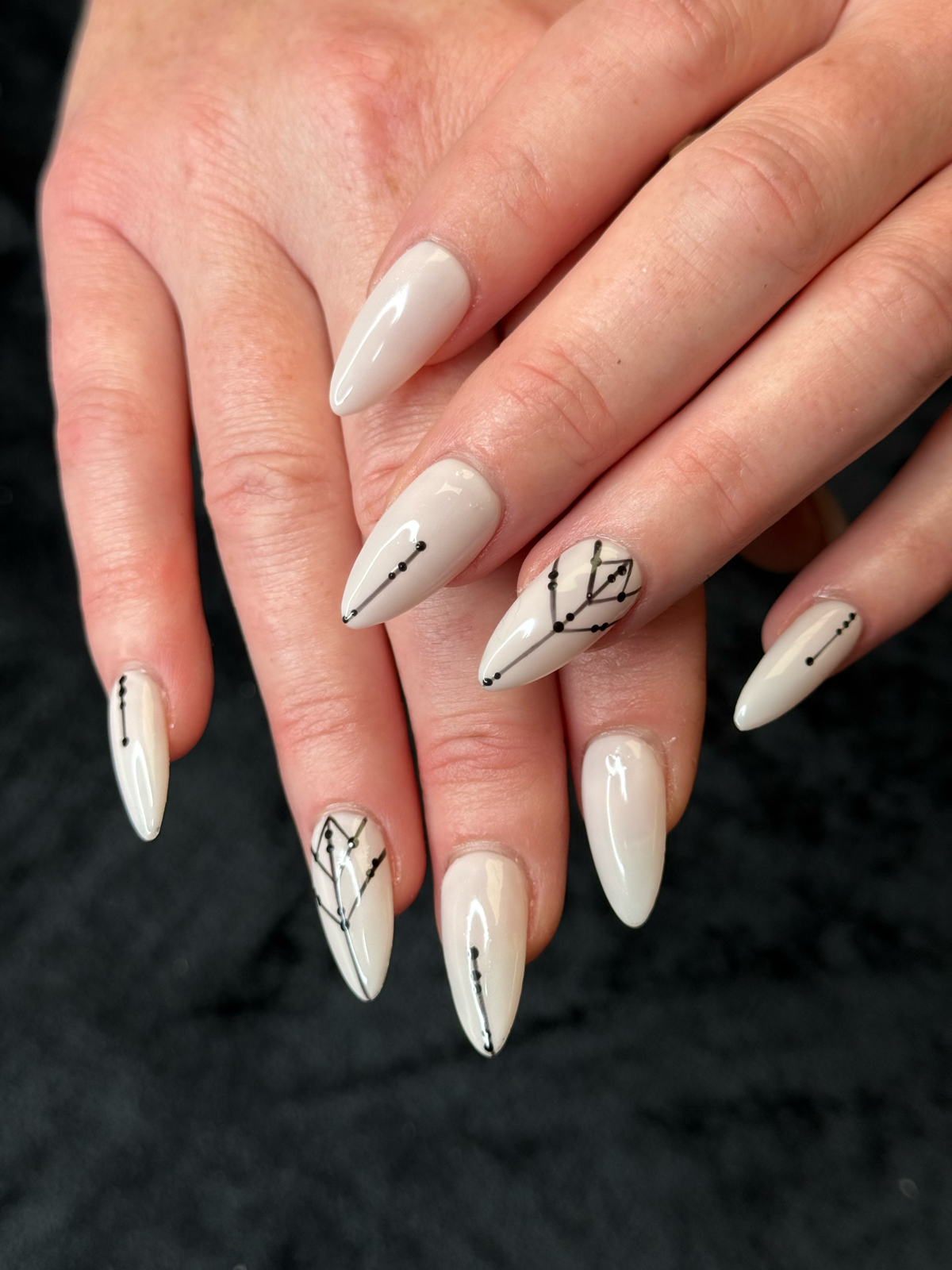 Soft ivory minimalist nail art